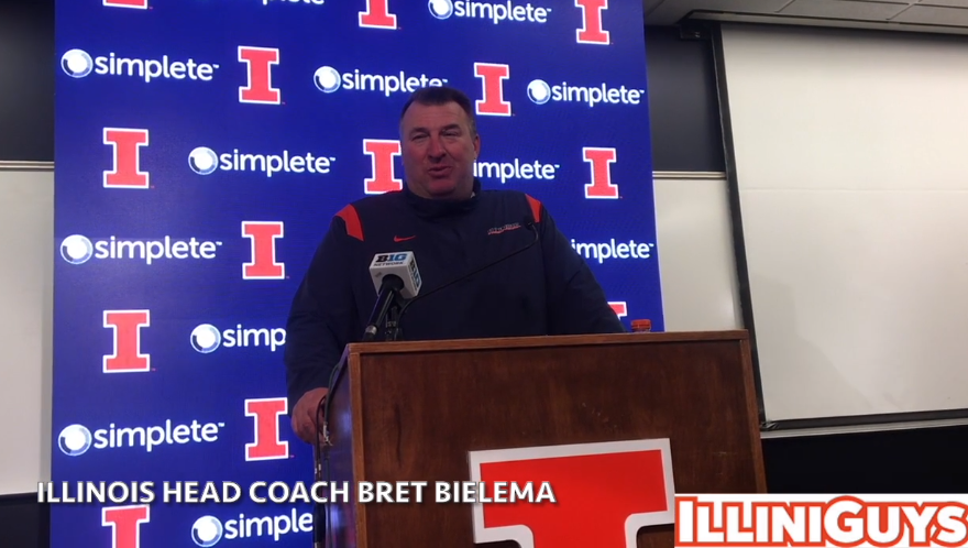 Watch: Illini coach Bret Bielema talks about rivalry win over Northwestern