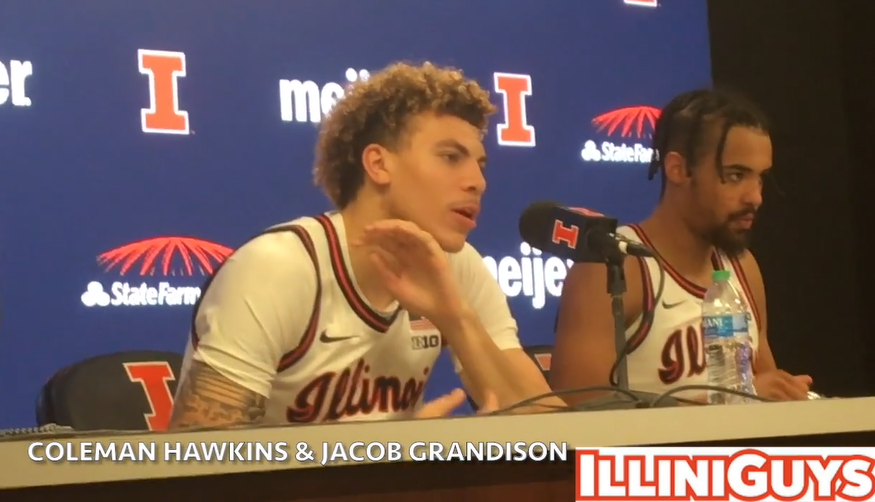 Watch: Illini's Coleman Hawkins & Jacob Grandison talk after Rutgers win