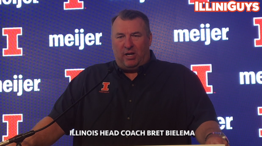 Watch: Illini football coach Bret Bielema addresses reporters to launch Wyoming game week